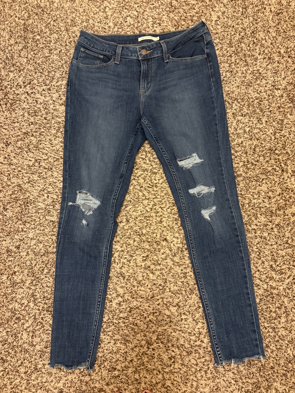 Levi's Women's Ripped 535 Super Skinny Jeans - Dark Blue